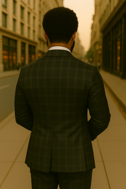 Wool Suit - Italian Made Business Suit by Statement Men's 2 Piece Big and Tall 100% Wool Fashion Suit - Bold Plaid