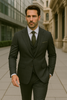 Wool Suit - Italian Made Business Suit by Statement Men's 3 Piece 100% Wool Modern Fit Suit - V-Neck Double Breasted Vest 10 MONTESUIT_Brown_38R  - from alligatorwarehouse.com