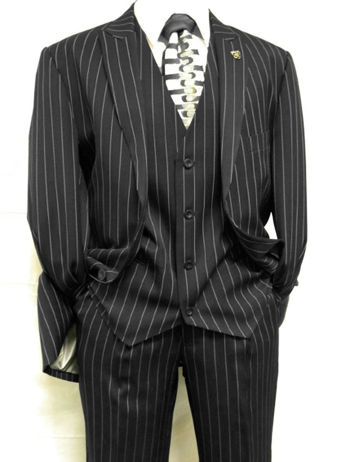 Mens 2 Button Gangster Pinstripe Suit