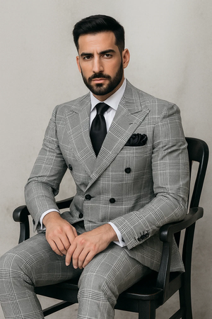 Classic Fit in Black and White Plaid Color by Rossiman