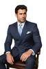Suits With Baggy Pleated Pants - Wide Leg Pants 100% Wool - Classic Fit in Navy with White Pinstripe Color by Rossiman 4   - from alligatorwarehouse.com