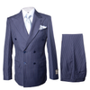 Suits With Baggy Pleated Pants - Wide Leg Pants 100% Wool - Classic Fit in Navy with White Pinstripe Color by Rossiman 2   - from alligatorwarehouse.com