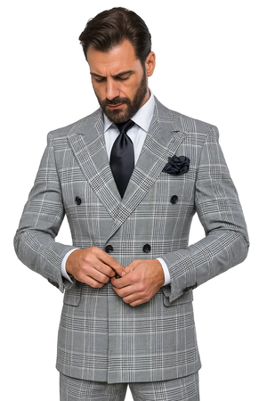 Classic Fit in Black and White Plaid Color by Rossiman