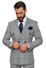Suits With Baggy Pleated Pants - Wide Leg Pants 100% Wool - Classic Fit in Black and White Plaid Color by Rossiman 4   - from alligatorwarehouse.com