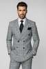 Suits With Baggy Pleated Pants - Wide Leg Pants 100% Wool - Classic Fit in Black and White Plaid Color by Rossiman 2   - from alligatorwarehouse.com