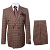 Suits With Baggy Pleated Pants - Wide Leg Pants 100% Wool - Classic Fit in Brown Plaid Color by Rossiman 9   - from alligatorwarehouse.com