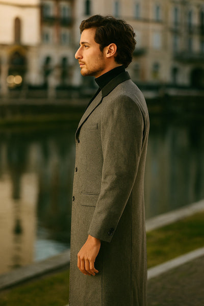 Herringbone Wool & Cashmere Chesterfield Overcoat – 1920s Full Length 8   - from alligatorwarehouse.com