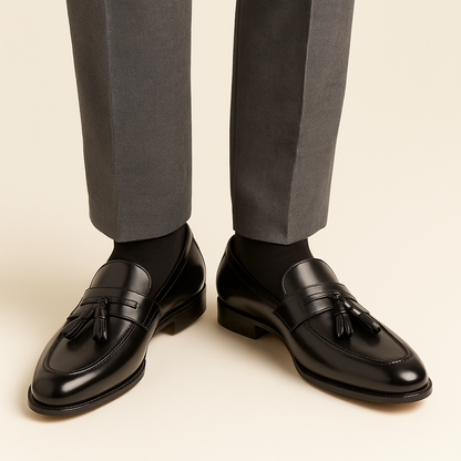 Mens Mezlan Santander Classic Tassel Loafer Dress Shoe in Black - LAST CAL