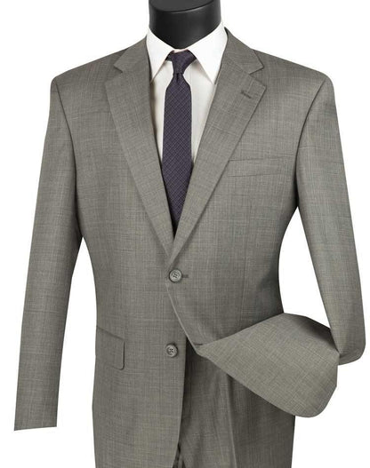 Men’s Gray Sharkskin 2-Piece Suit – Classic Fit Business, Wedding and Formal Suit