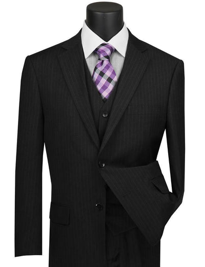 Classic Fit Tone on Tone Pinstripe Suit Color Black 1 SO1V2RS-7_BLACK_38S  - from alligatorwarehouse.com