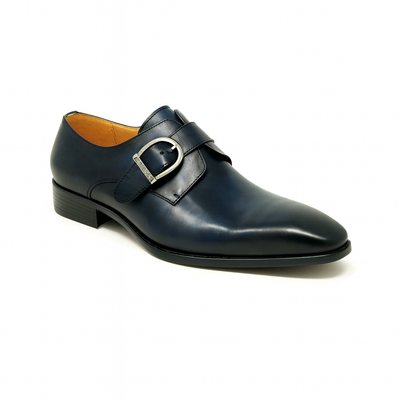 Mens Carrucci Classic Leather Fade Single D-Buckle Monk Strap Dress Shoe in Chestnut 41   - from alligatorwarehouse.com