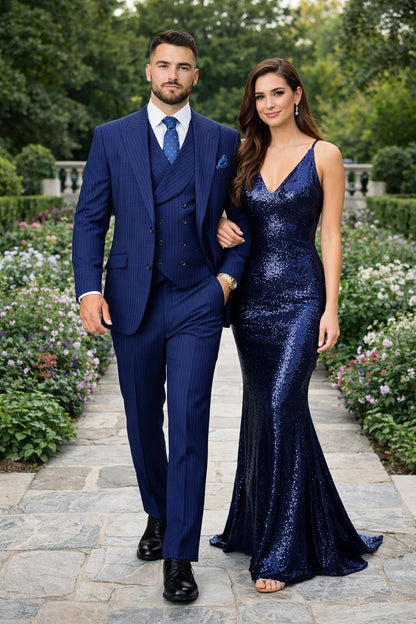 Mens Gangster Pinstripe 2 Button Double Breasted Vest Grey Suit