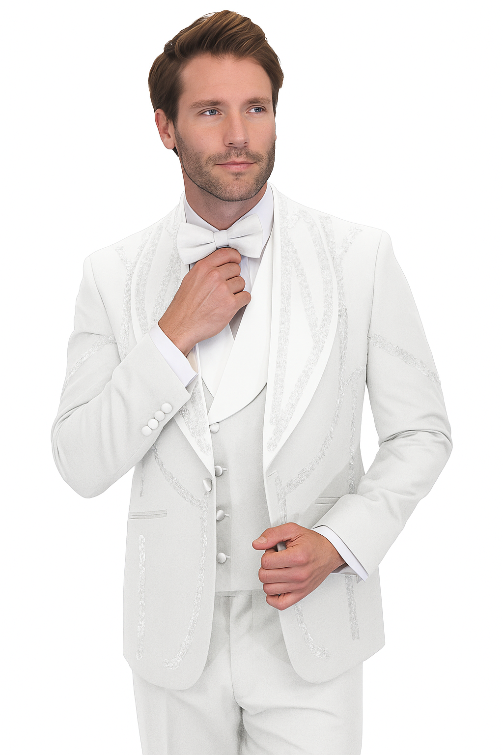 Italian Wool 3-Piece Modern Fit White Tuxedo