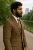 Wool Suit - Italian Made Business Suit by Statement Men's 3 Piece 100% Wool Modern Fit Suit - Sharp Plaid Pattern 9 ZILO-1_Charcoal_38R  - from alligatorwarehouse.com