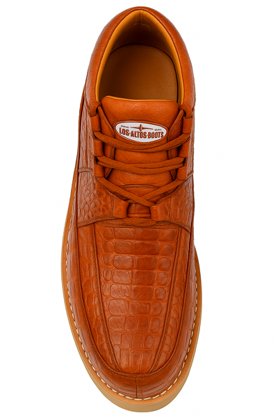 Los Altos Casual Cognac Full Caiman Skin Sneakers 5   - from alligatorwarehouse.com
