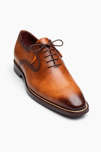 Mezlan Coventry Cognac Italian Calfskin Leather Oxford