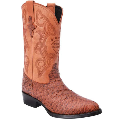 White Diamond Men’s Black Anteater Print Western Boots – J-Toe Cowboy Dress Boots