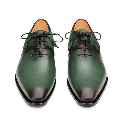 Colomer Forest/Green Calf/Suede Oxford Shoes By Mezlan Made In Spain Brand