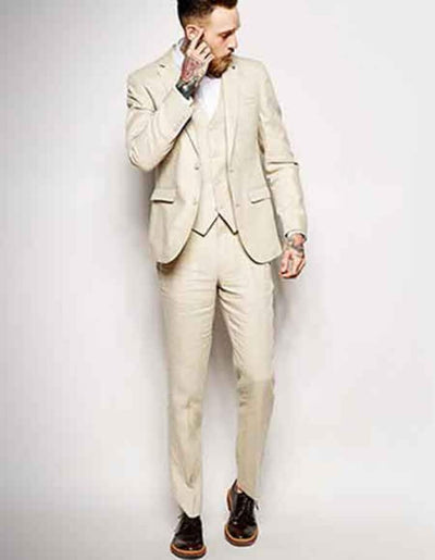 Linen Suit - Mens Summer Suits in  Natural  Color - Beach  Wedding 1 X5-8247  - from alligatorwarehouse.com