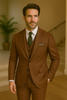 Wool Suit - Italian Made Business Suit by Statement Men's 3 Piece 100% Wool Modern Fit Suit - V-Neck Double Breasted Vest 11 MONTESUIT_Brown_38R  - from alligatorwarehouse.com