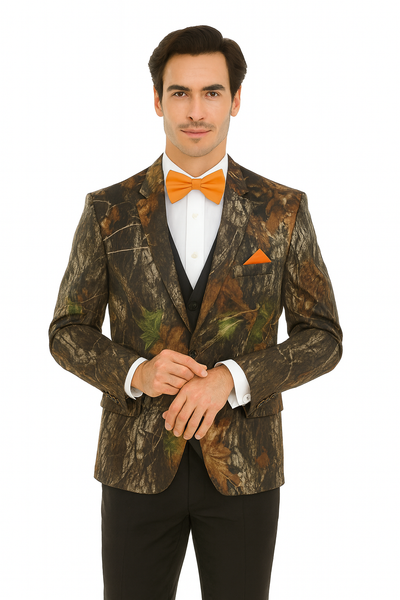 Western Tuxedo - Traje Para Hombre Novio - Cowboy Western Suit - Green and Brown Mix Pattern 6   - from alligatorwarehouse.com