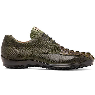 Marco Di Milano Crater Rustic Olive Caiman Crocodile & Lizard Sneakers 1 CRATER_CAIMAN FUS-LIZ RING_RUS OLIVE_8.5  - from alligatorwarehouse.com