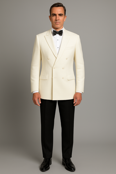Ivory Double Breasted Tuxedo Dinner Jacket - Cream Dinner Jacket - Off White Tuxedos 2   - from alligatorwarehouse.com