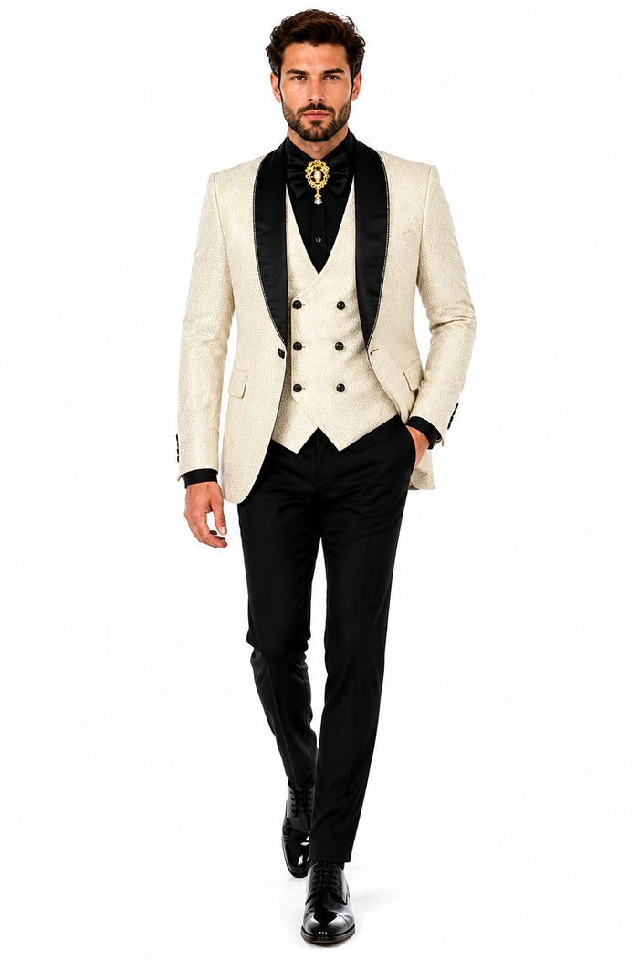 Ivory Tuxedo - Cream Wedding Suit  - Off White Groom Suit