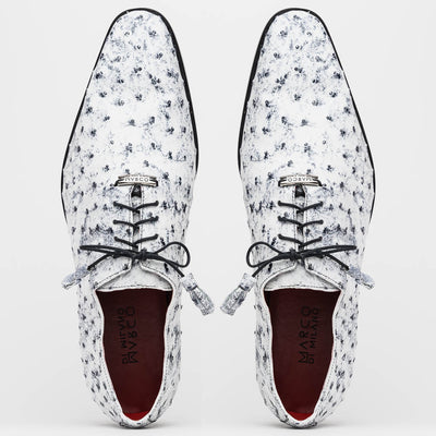 Marco Di Milano Criss Newspaper Ostrich Quill Dress Shoe Oxfords 4 CRISS_OSTRICH_NEWSPAPER_8  - from alligatorwarehouse.com