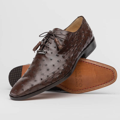 Marco Di Milano Criss Brown Ostrich Quill Dress Shoe Oxfords 2 CRISS_OSTRICH_BROWN_8  - from alligatorwarehouse.com