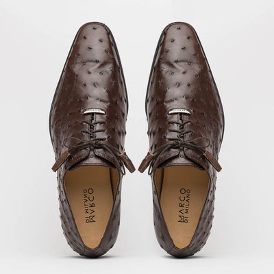 Marco Di Milano Criss Brown Ostrich Quill Dress Shoe Oxfords 3 CRISS_OSTRICH_BROWN_8  - from alligatorwarehouse.com