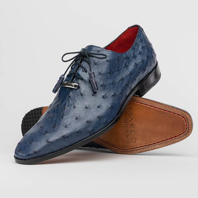 Marco Di Milano Criss Navy Ostrich Quill Dress Shoe Oxfords 2 CRISS_OSTRICH_NAVY_8  - from alligatorwarehouse.com