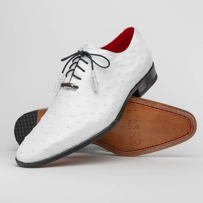 Marco Di Milano Criss White Ostrich Quill Dress Shoe Oxfords 2 CRISS_OSTRICH_WHITE_8  - from alligatorwarehouse.com