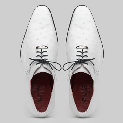 Marco Di Milano Criss White Ostrich Quill Dress Shoe Oxfords 4 CRISS_OSTRICH_WHITE_8  - from alligatorwarehouse.com