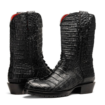 Marco Di Milano Marlboro Black Hornback Crocodile Tail Tractor Sole Cowboy Boots 1   - from alligatorwarehouse.com