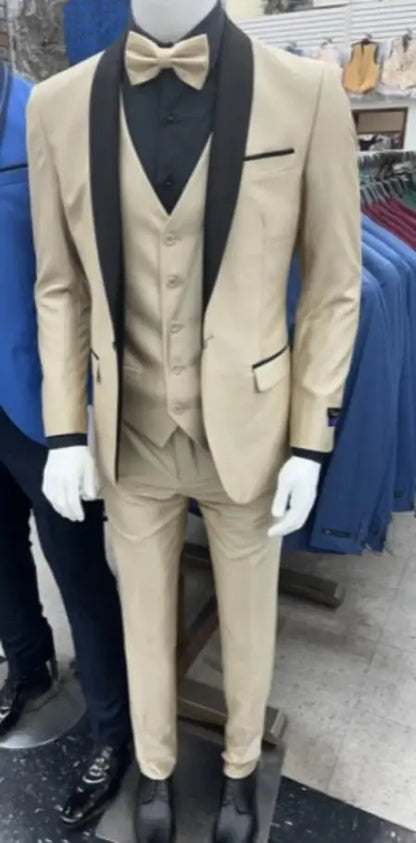 Mens Designer Ivory & Black Traditional Shawl Dinner Jacket