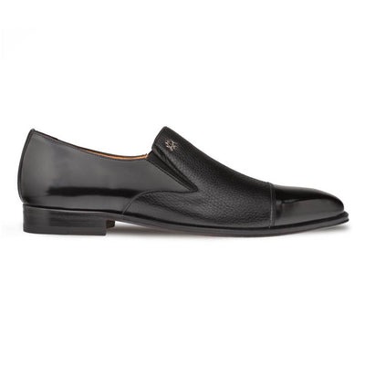 Mezlan Milani Calfskin & Deerskin Black Slip On Men's Loafer 3   - from alligatorwarehouse.com