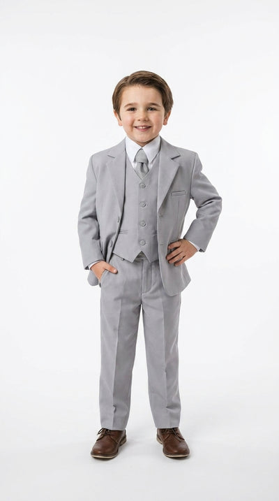 Dad and Son Suit – Father and Son Matching Light Gray 3-Piece Wedding Suits in Very Light Grey - Silver Ash Color