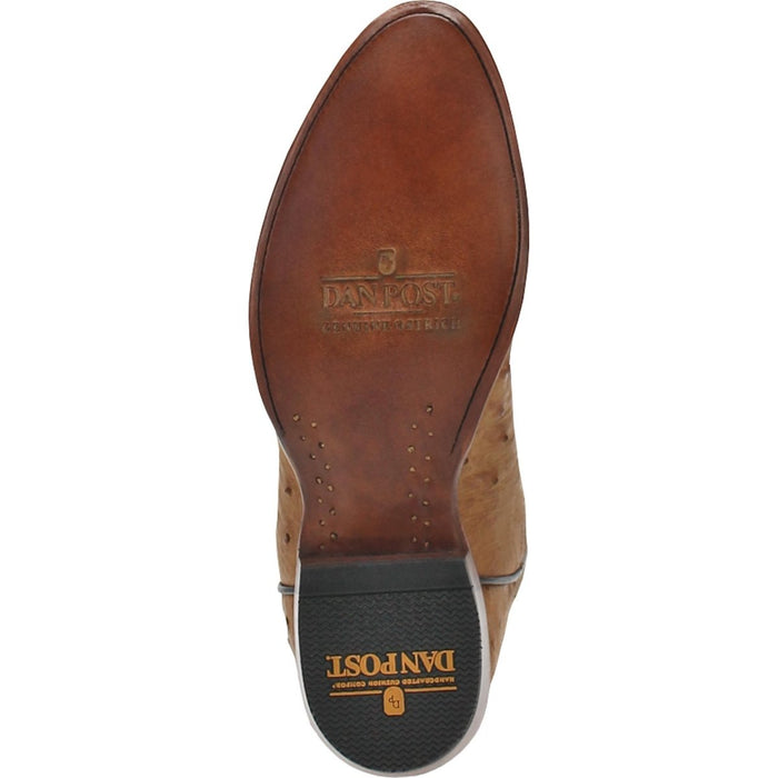 Dan Post Men's Gehrig Full Quill Ostrich Round Toe Boots - Saddle 2 DP3077_7_D  - from alligatorwarehouse.com