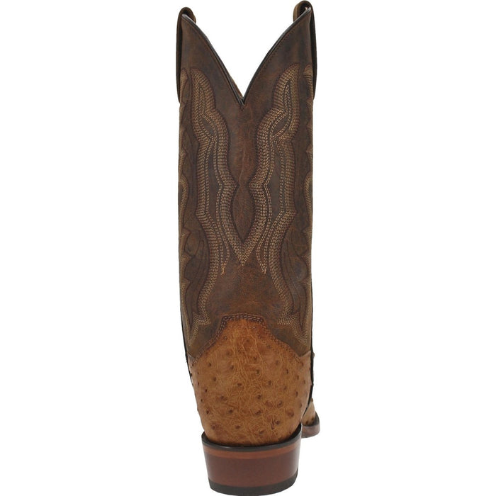 Dan Post Men's Gehrig Full Quill Ostrich Round Toe Boots - Saddle 3 DP3077_7_D  - from alligatorwarehouse.com
