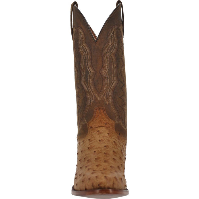 Dan Post Men's Gehrig Full Quill Ostrich Round Toe Boots - Saddle 4 DP3077_7_D  - from alligatorwarehouse.com