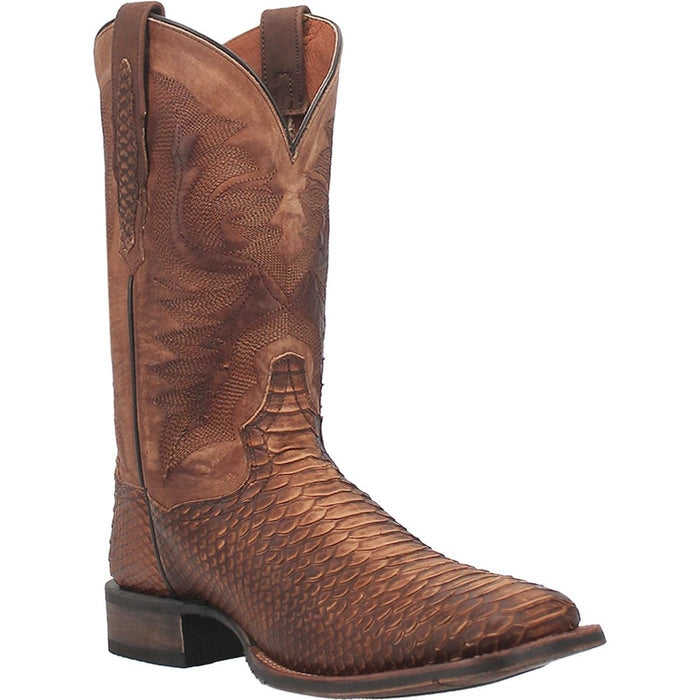 Dan Post Men's KA Python Print Leather Square Toe Boots - Brown 1 DP4526_7_D  - from alligatorwarehouse.com