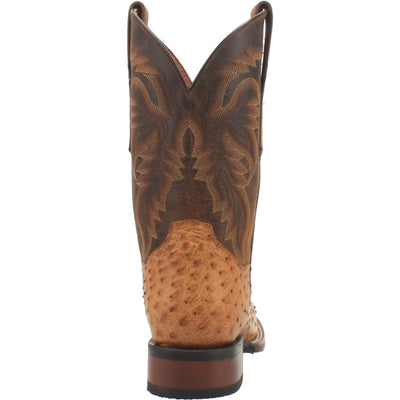 Dan Post Men's Kershaw Full Quill Ostrich Square Toe Boots - Saddle 3 DP4951_7_D  - from alligatorwarehouse.com