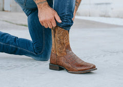 Dan Post Men's Kingsly Genuine Caiman Belly Square Toe Boots - Black