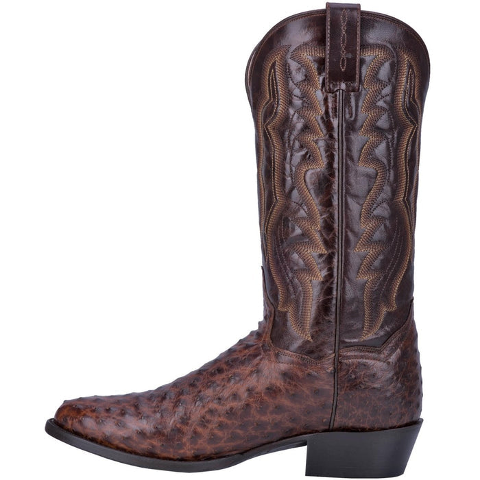 Dan Post Men's Pershing Full Quill Ostrich Round Toe Boots - Brass 7 DP3016_7.5_D  - from alligatorwarehouse.com