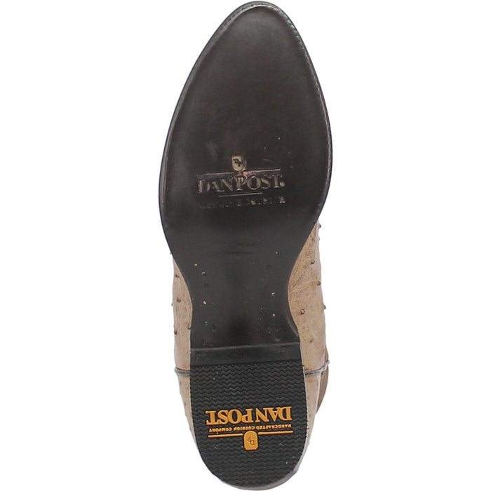 Dan Post Men's Pershing Full Quill Ostrich Round Toe Boots - Sand 2 DP3016_7.5_D  - from alligatorwarehouse.com