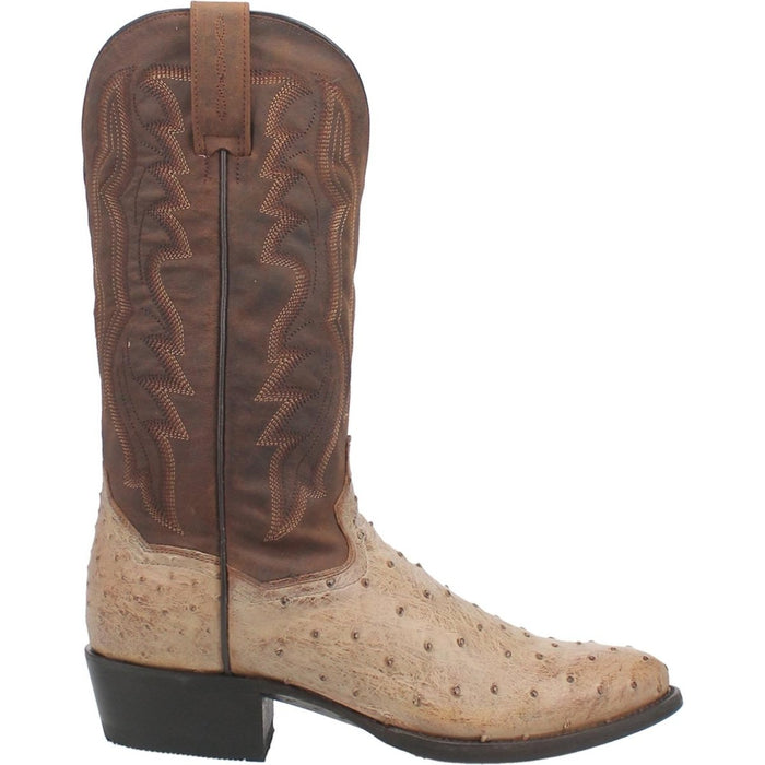 Dan Post Men's Pershing Full Quill Ostrich Round Toe Boots - Sand 5 DP3016_7.5_D  - from alligatorwarehouse.com