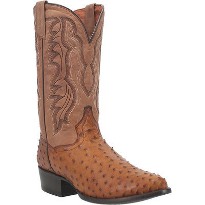 Dan Post Men's Tempe Full Quill Ostrich Round Toe Boots - Saddlebrown 1 DP2323_7_D  - from alligatorwarehouse.com