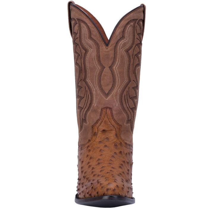 Dan Post Men's Tempe Full Quill Ostrich Round Toe Boots - Saddlebrown 4 DP2323_7_D  - from alligatorwarehouse.com