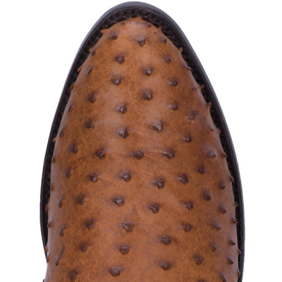 Dan Post Men's Tempe Full Quill Ostrich Round Toe Boots - Saddlebrown 5 DP2323_7_D  - from alligatorwarehouse.com